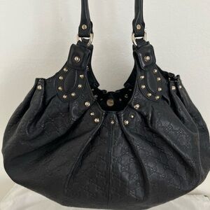 LtdEd Gucci Guccissima Studded Leather Pelham Shoulder Bag Rare 1990